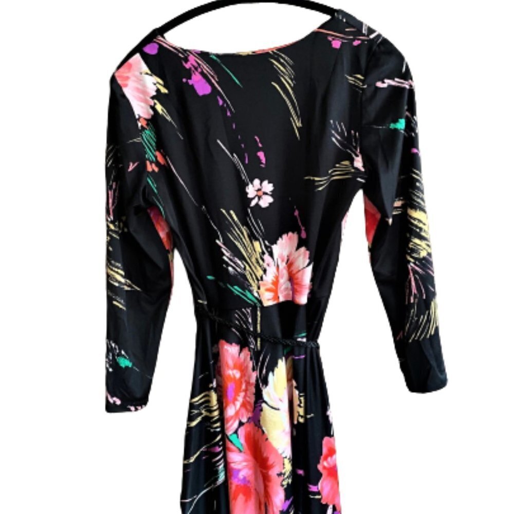 Vintage 70s A line maxi floral dress wi rope belt - Picture 11 of 15
